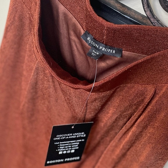 🆕 NWT Boston Proper Metallic Knit Wide Leg Pant Copper Outfit - Picture 11 of 16